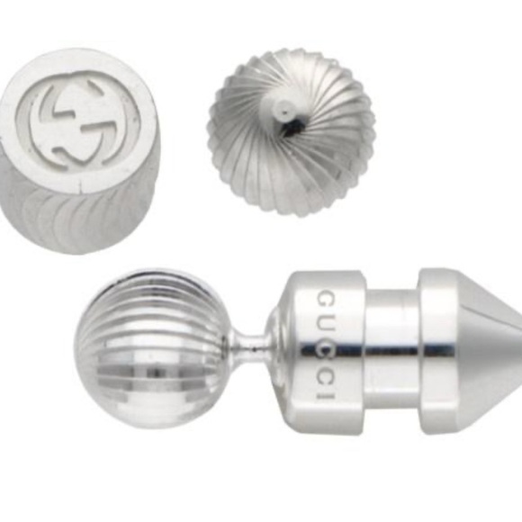 Gucci NEW NIB Silver screw design large stud earrings - Picture 1 of 11